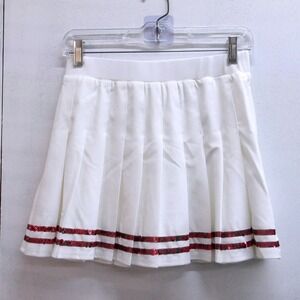 Fantastic Fawn White Pleated Mini Skort Red Sequin Trim Cheer Game Day S/ #26221